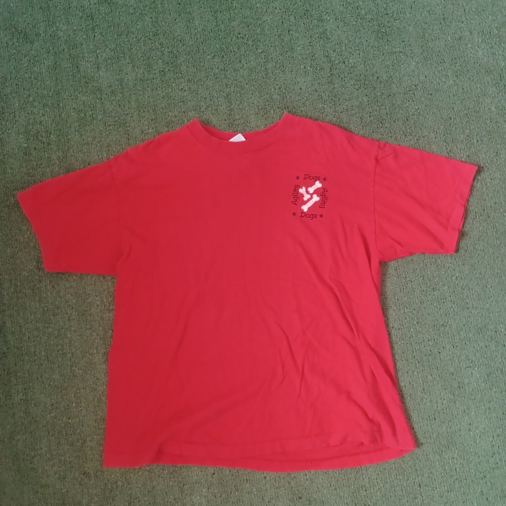 VINTAGE Embroidered Dogs Agility T Shirt Size Large
